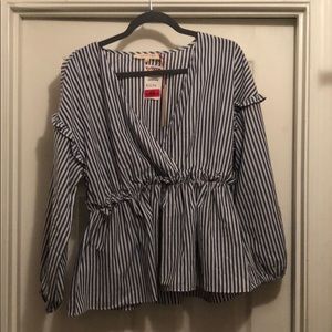 Medium Navy strip blouse from Solitaire